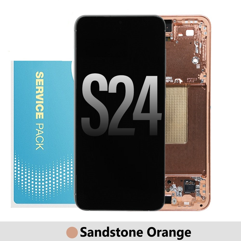Samsung Galaxy S24 S921B OLED Screen Replacement Digitizer with Frame GH82-33287G (Gold)-Sandstone Orange Samsung Galaxy S24 S921B OLED Screen Replacement Digitizer with Frame GH82-33287G (Gold)-Sandstone Orange